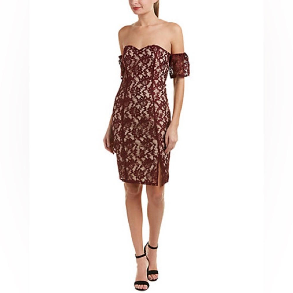 J.O.A. Lace Off-the-Shoulder Sheath Dress. Size S